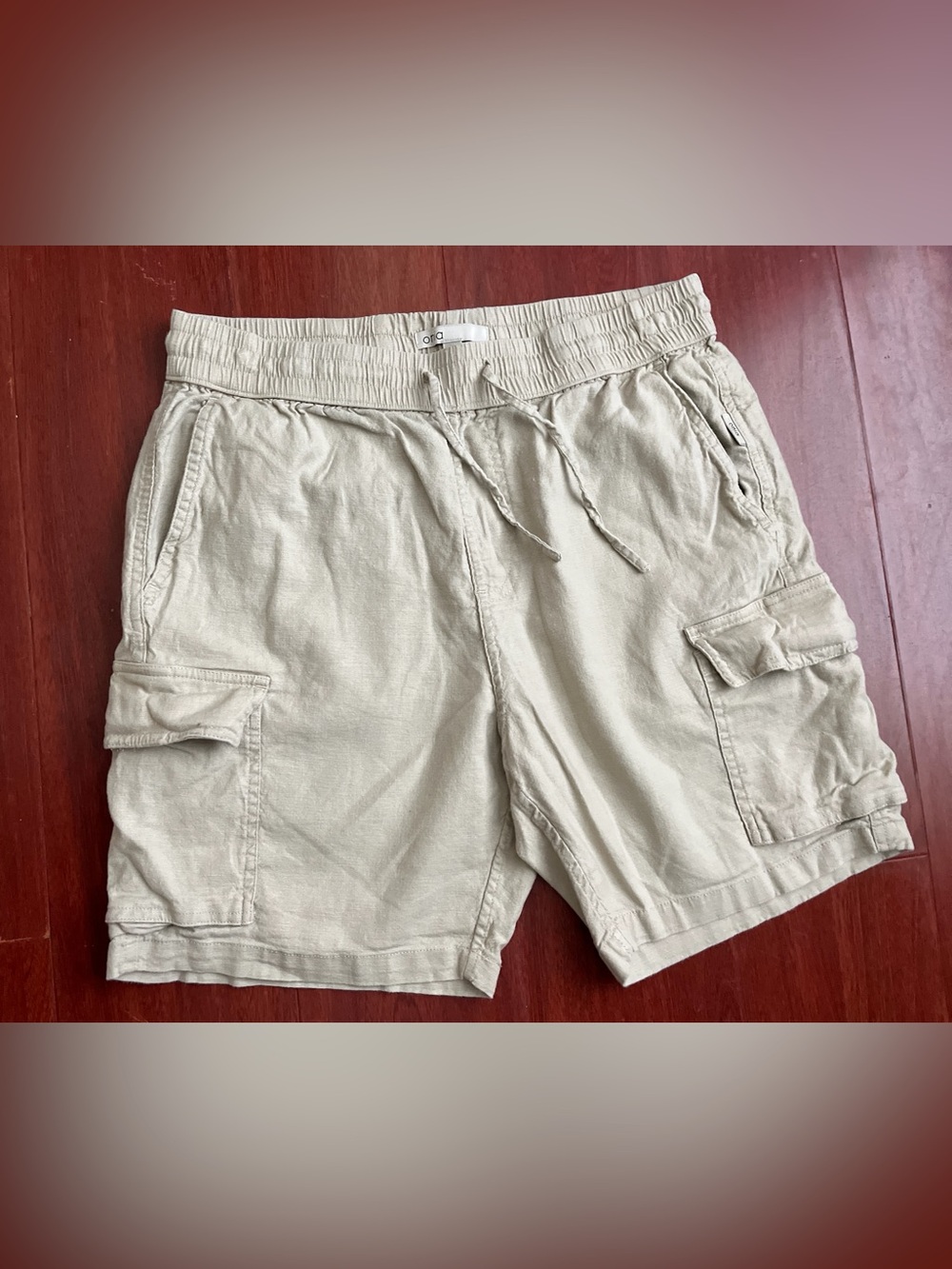 Onia Beige Drawstring Cargo Shorts